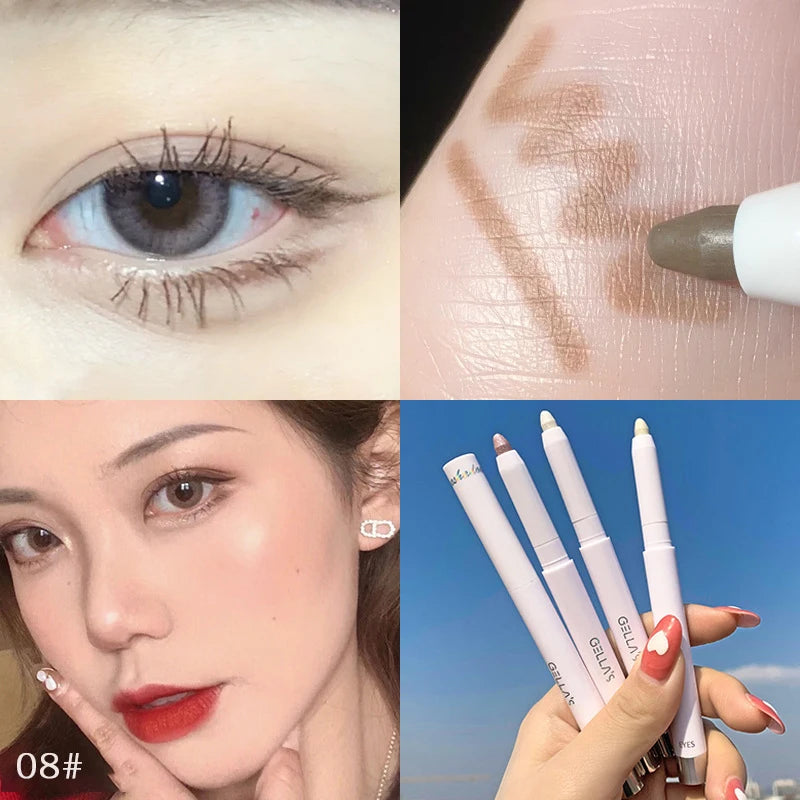 Diamond Glitter Eyeshadow Liner Pencil Face Makeup Highlighter Long lasting Matte Pink Silkworm Champagne Gold Eyeliner Pen