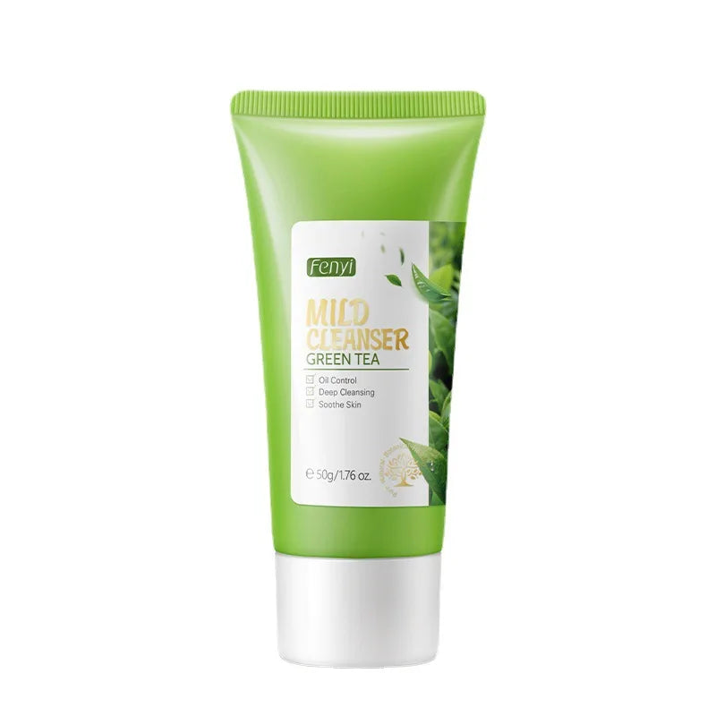 50g Green Tea Facial Cleanser Natural Plants Deep Cleansing Oil-Control Moisturizing Brighten Soften Skin Dense Foam Skin Care