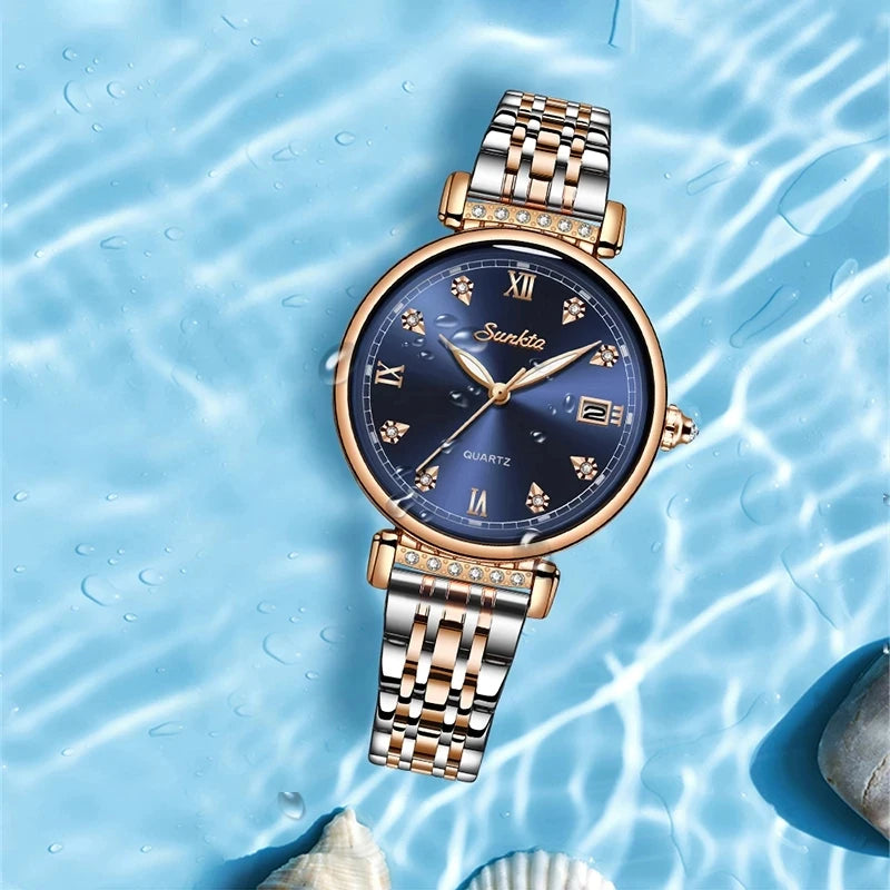 SUNKTA Brand New Women Watch Creative Design Steel Women's Wrist Watches Female Clock Relogio Feminino