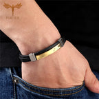 New Trendy Man Leather Bracelets Initial Bangles Male Accessories Jewelry Black Belt Bracelet pulseras hombre armband mannen