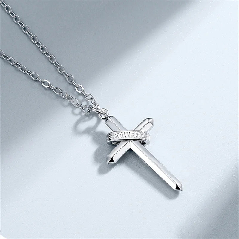 Trendy Cross Necklace Male Choker Accessories Top Quality 925 Sterling Silver Neck Chain Necklaces  For Men Jewelry Gift