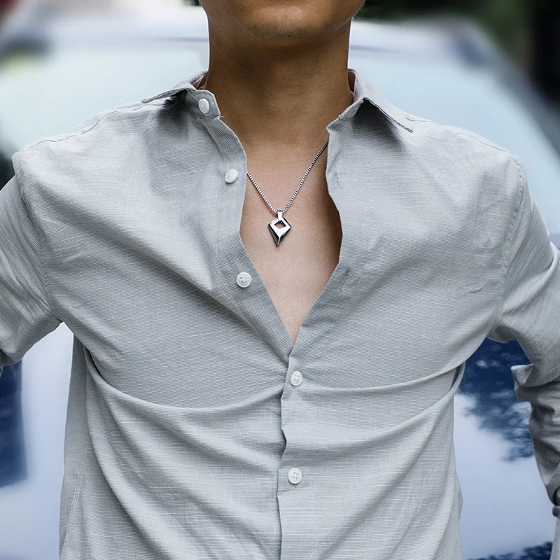Male Necklace,Pendant for Men with Titanium Steel Chain,High Polished Tungsten Aesthetic Jewelry,Customized
