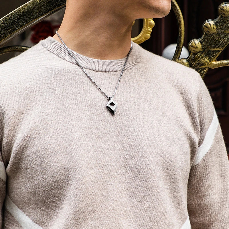 Male Necklace,Pendant for Men with Titanium Steel Chain,High Polished Tungsten Aesthetic Jewelry,Customized