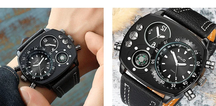 Luxury Sports Watches for Men Top Brand Casual Military Big Dial Cool Man Unique Wristwatch Male Decorative Compass Quartz Clock