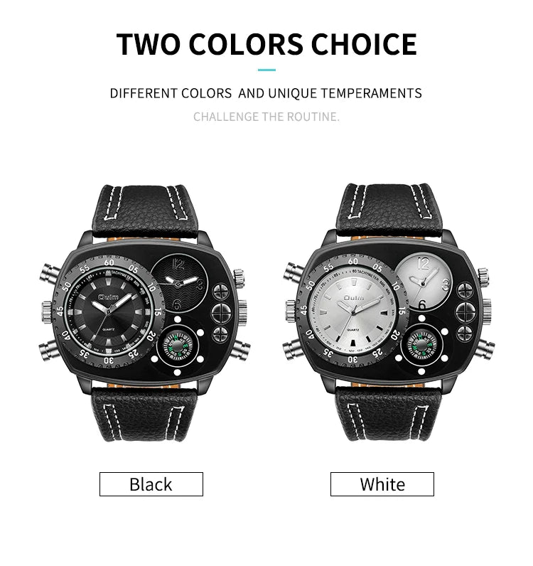 Luxury Sports Watches for Men Top Brand Casual Military Big Dial Cool Man Unique Wristwatch Male Decorative Compass Quartz Clock