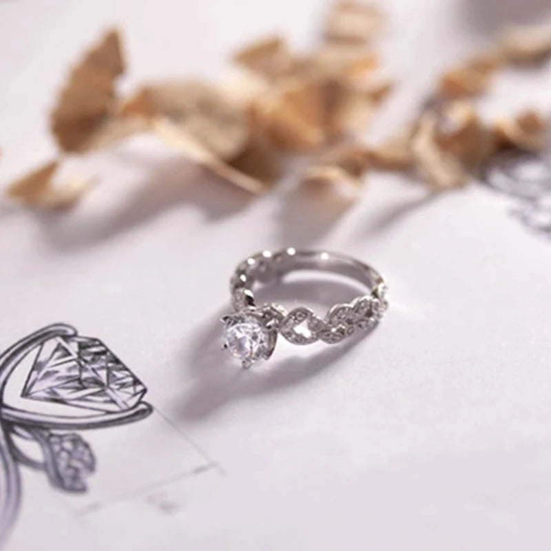 Wedding Engagement Rings For Women 1.5 Carat Zirconia White Gold Color Fashion Jewelry Female Ring Bijoux Bague Wholesale CC097
