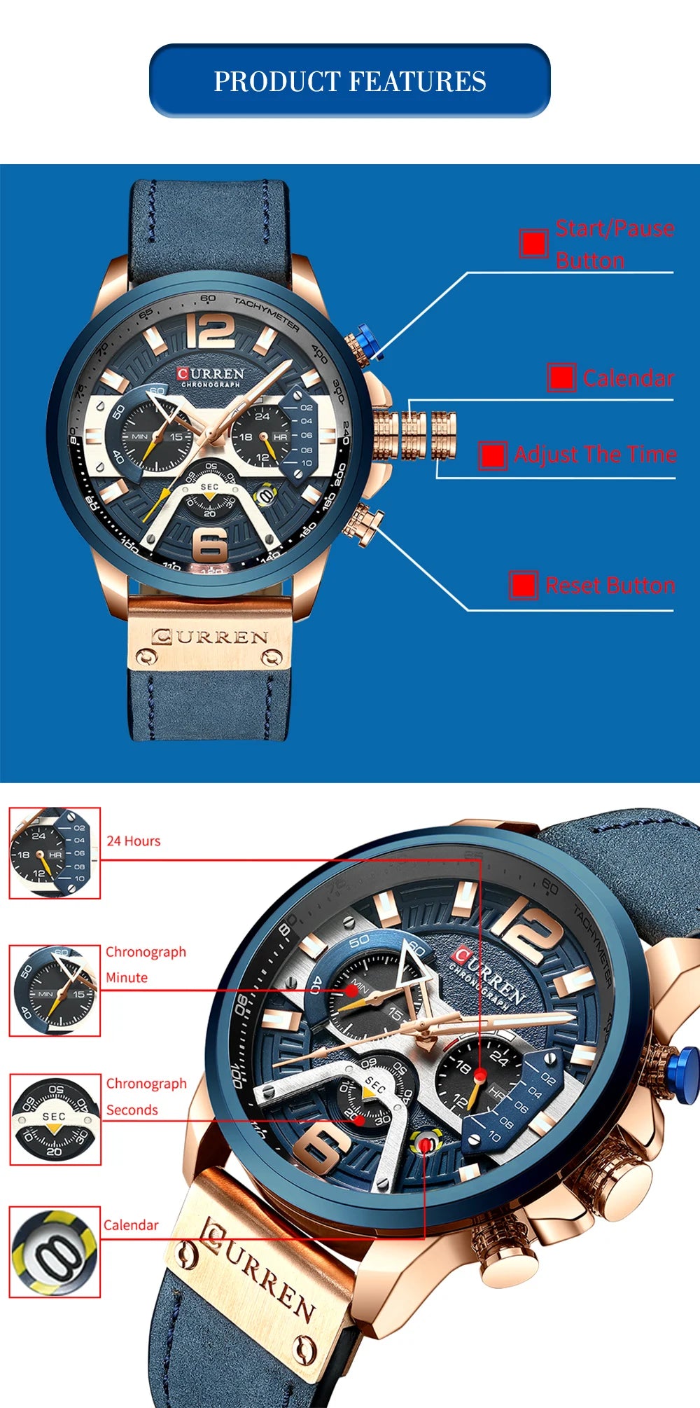 Luxury Watch For Men Quartz Chronograph Sport Waterproof Man Watches Military Fashion Stainless Steel Wristwatch Clock