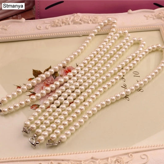Hot Womens jewellery colliers big chain simulated pearl necklace bridal jewelry necklace female white wedding gifts  N1007