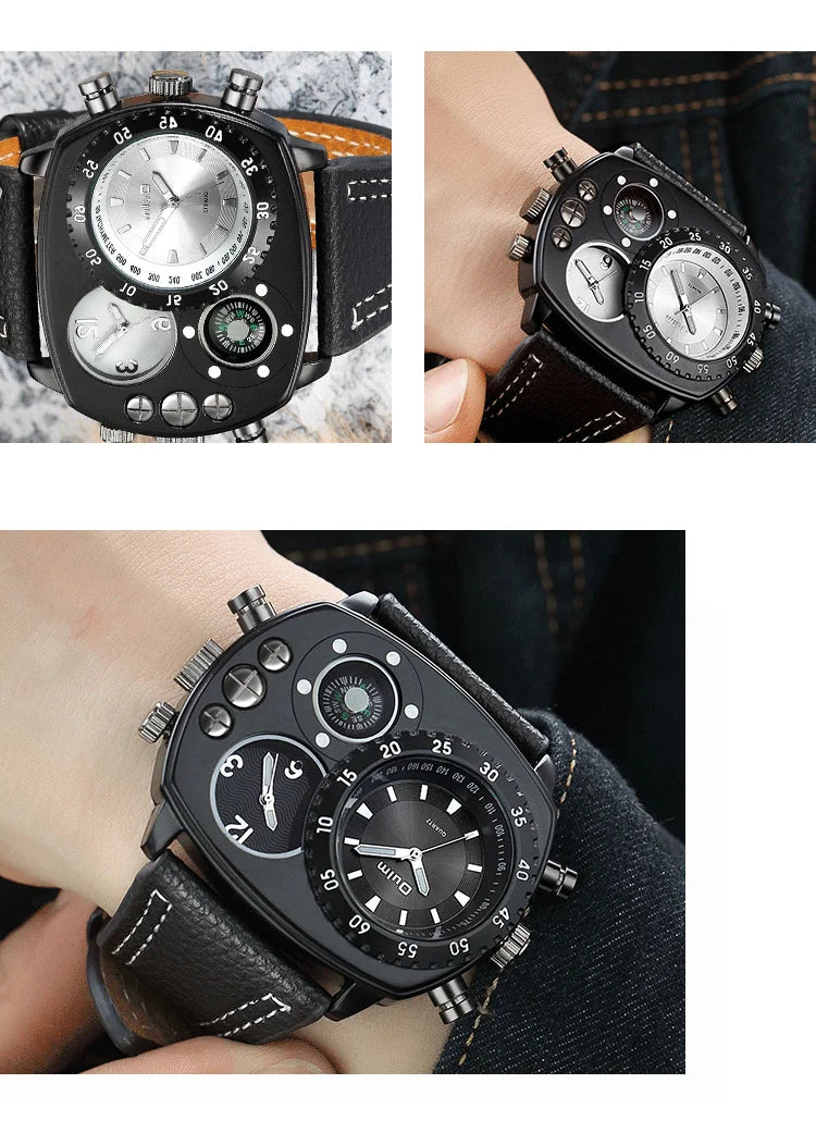 Luxury Sports Watches for Men Top Brand Casual Military Big Dial Cool Man Unique Wristwatch Male Decorative Compass Quartz Clock