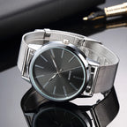 Luxury Women Watches 2025 New Stylish Silver Minimalist Business Ladies Quartz Watch Breathable Leather Steel Clock Reloj Mujer