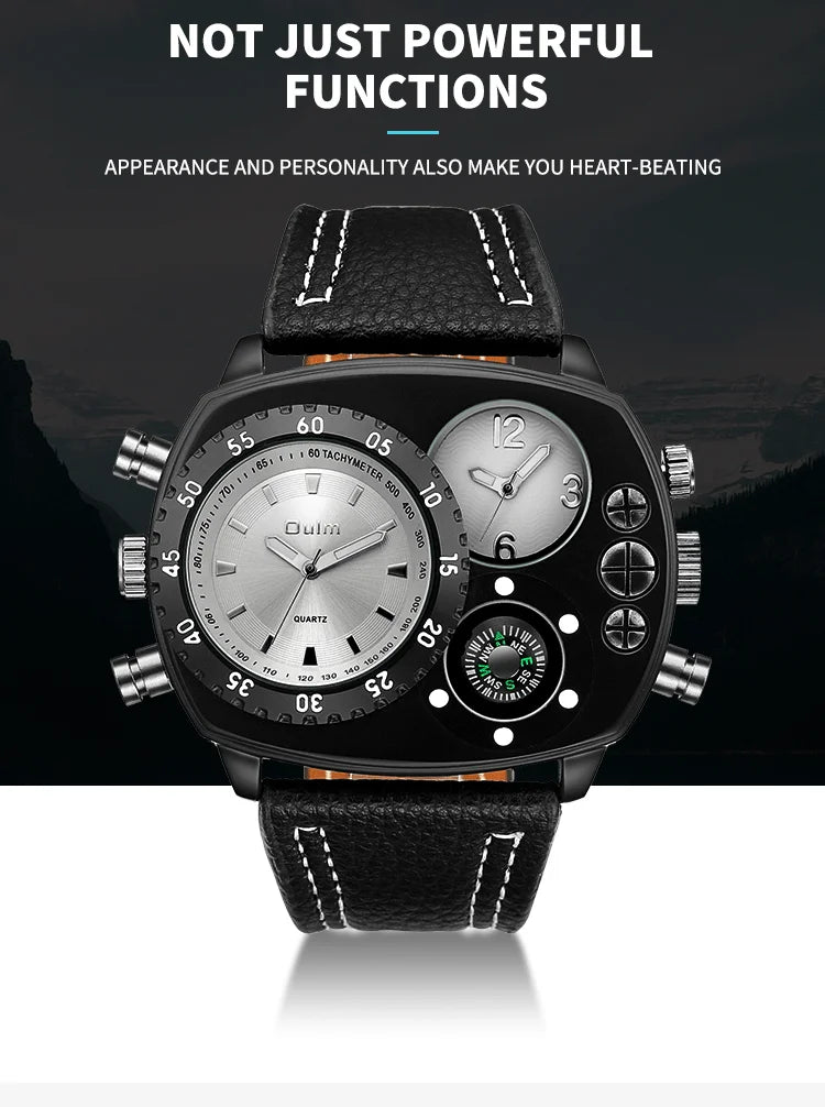 Luxury Sports Watches for Men Top Brand Casual Military Big Dial Cool Man Unique Wristwatch Male Decorative Compass Quartz Clock