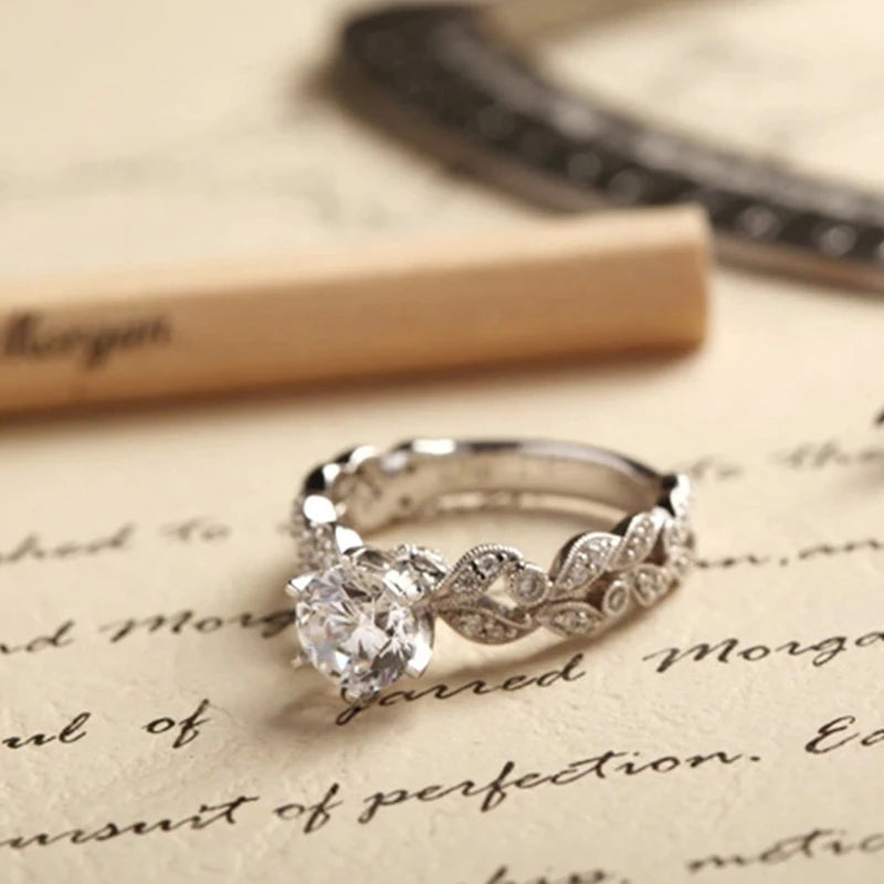 Wedding Engagement Rings For Women 1.5 Carat Zirconia White Gold Color Fashion Jewelry Female Ring Bijoux Bague Wholesale CC097