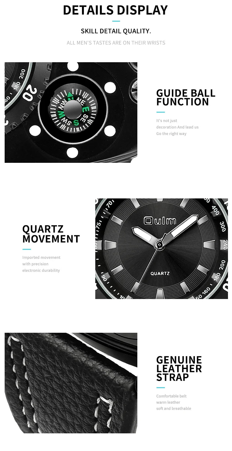 Luxury Sports Watches for Men Top Brand Casual Military Big Dial Cool Man Unique Wristwatch Male Decorative Compass Quartz Clock