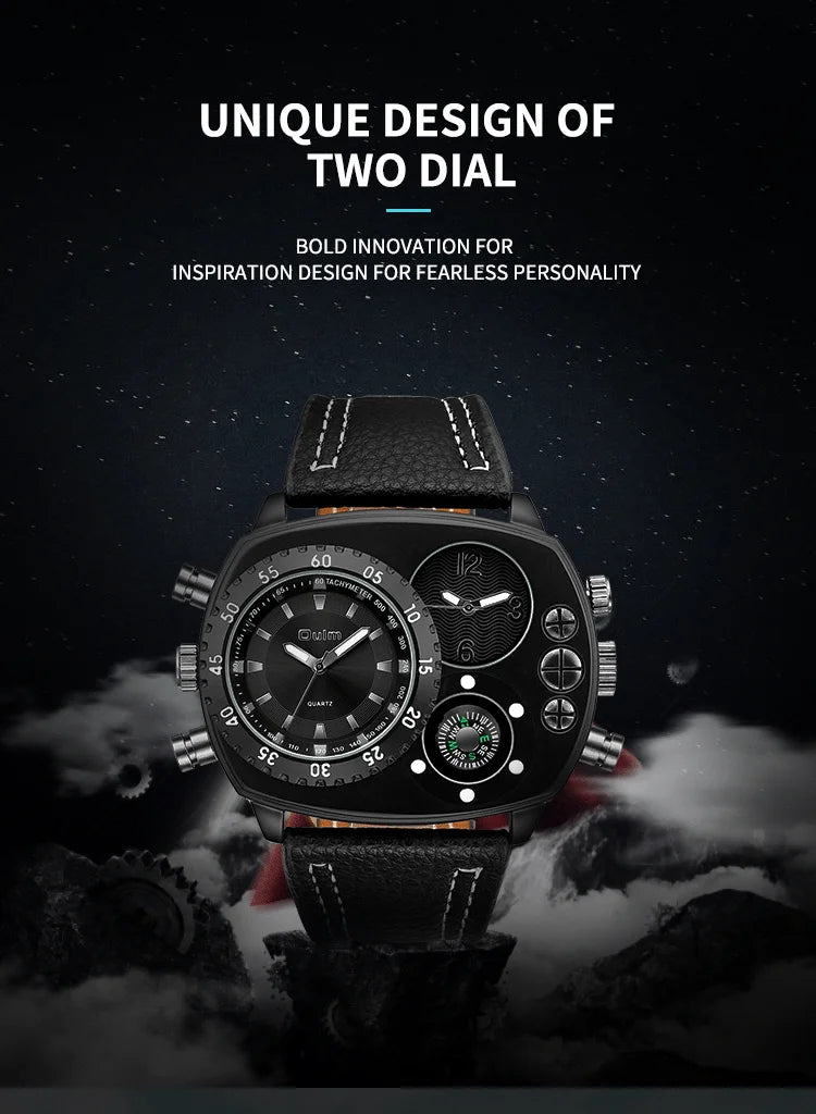 Luxury Sports Watches for Men Top Brand Casual Military Big Dial Cool Man Unique Wristwatch Male Decorative Compass Quartz Clock