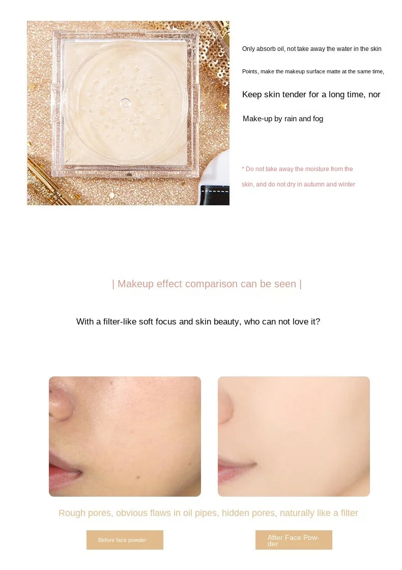 2 Colors Makeup Loose Powder Transparent Finishing Powder Waterproof Cosmetic Puff For Face Finish Setting With Puff