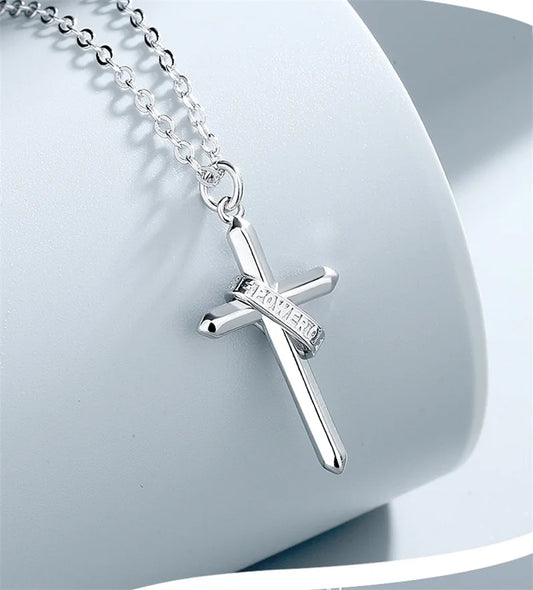 Trendy Cross Necklace Male Choker Accessories Top Quality 925 Sterling Silver Neck Chain Necklaces  For Men Jewelry Gift