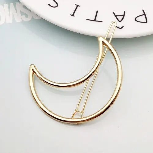 Fashion Woman Hair Accessories Triangle Hair Clip Pin Metal Geometric Alloy Hairband Moon Circle Hairgrip Barrette Girls Holder