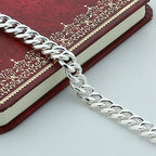 Men 10MM Sideways Bracelet 925 Silver Color Fashion Jewelry For Male Square Buckle Bracelet