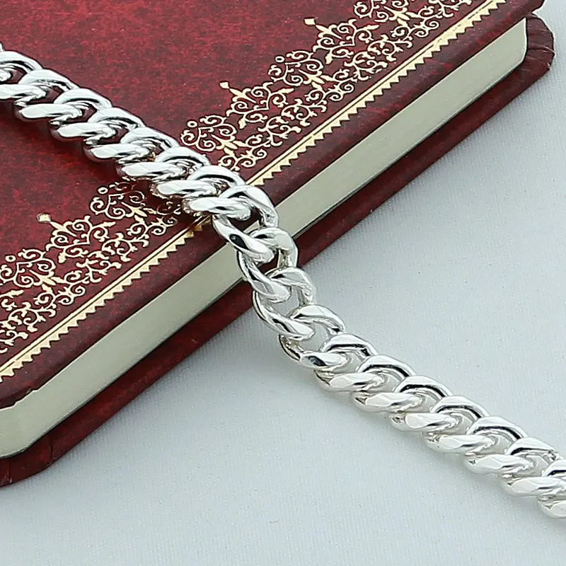 Men 10MM Sideways Bracelet 925 Silver Color Fashion Jewelry For Male Square Buckle Bracelet