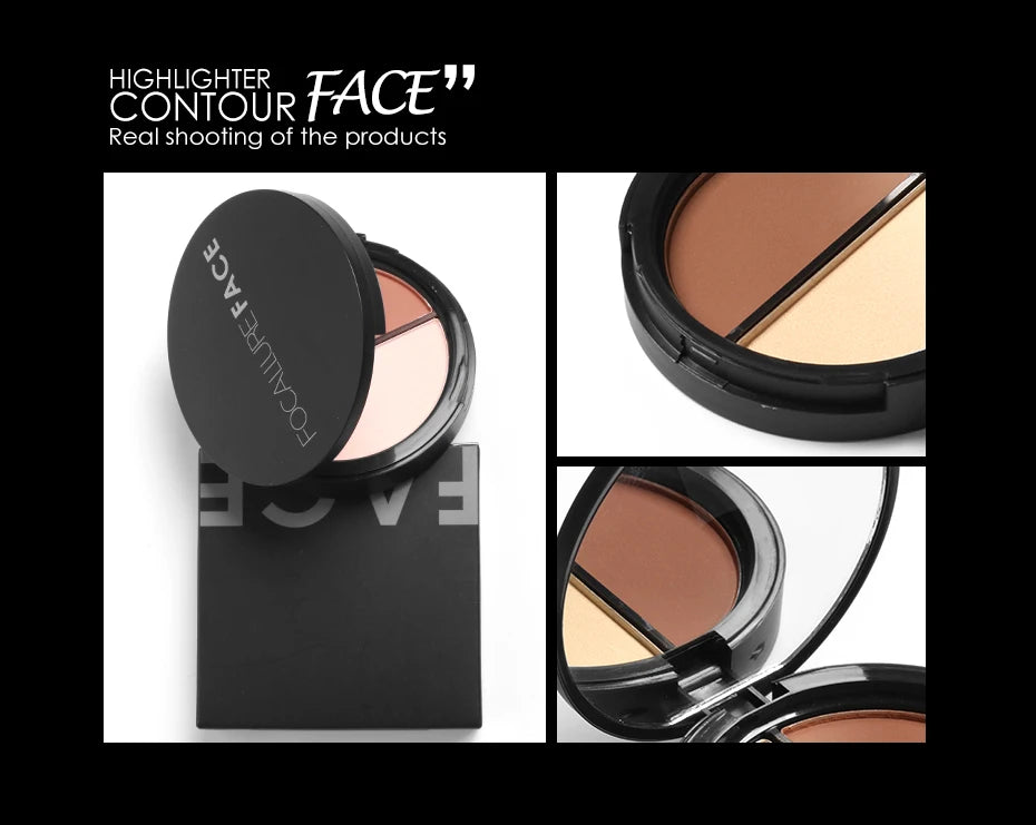 FOCALLURE Highlighter Contour Palette Matte Shimmer Face Shading Powder Natural Bronzer Illuminator Makeup Palette Cosmetics