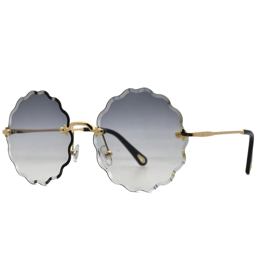 Luxury Round Sunglasses Women 2020 Vintage Brand Designer Rimless Shades Sun Glasses For Female Fashion Rosie Eyewear
