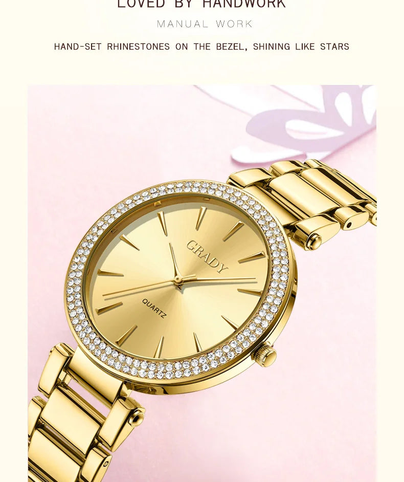 Luxury woman watch gold watch women luxe femme Gift for wife diamond watch quartz watches wristwatches for ladies