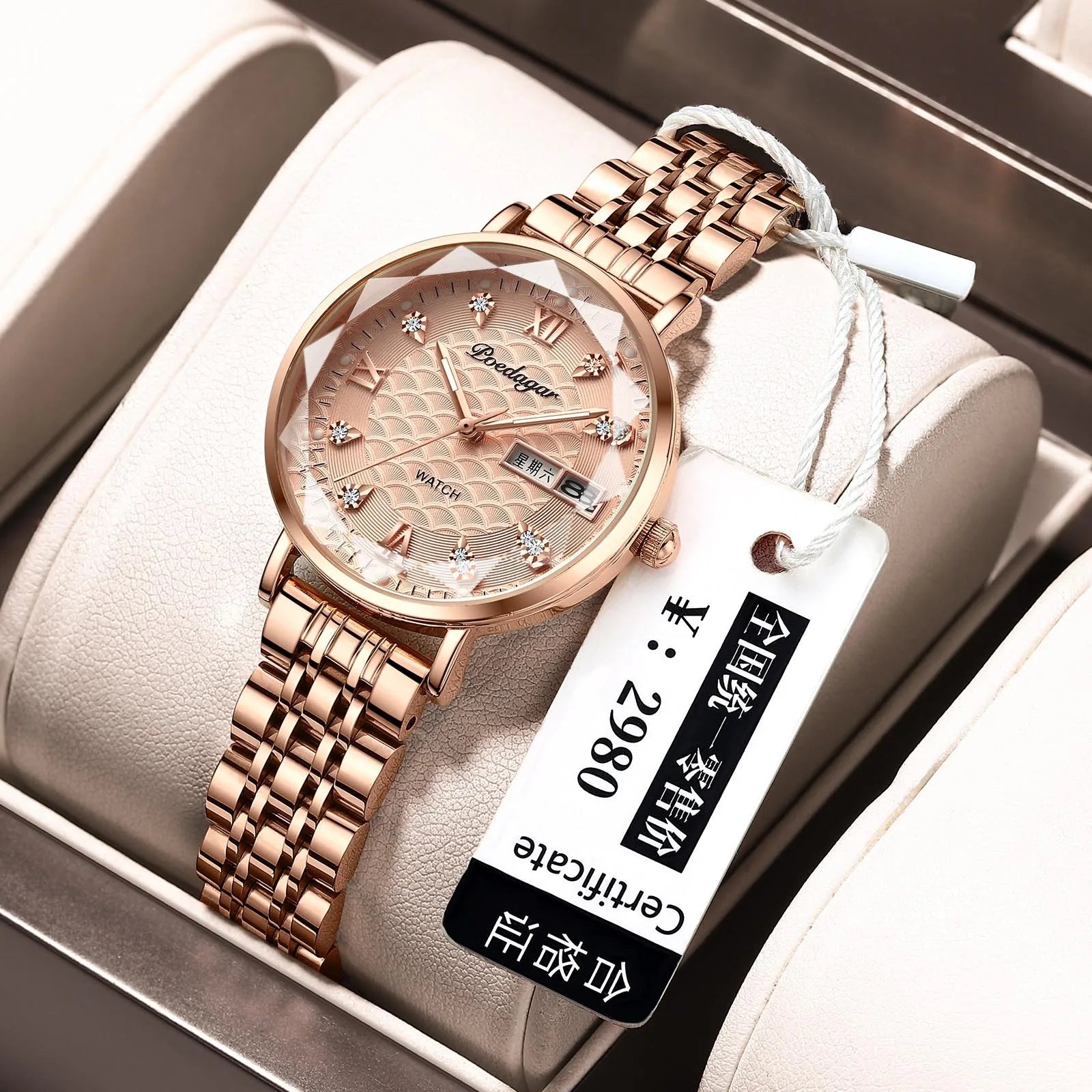 POEDAGAR 3011 Luxury Stainless Steel Wristwatch Bracelet Watch Women Fashion Simple Rose Gold Waterproof Luminous Ladies Watches