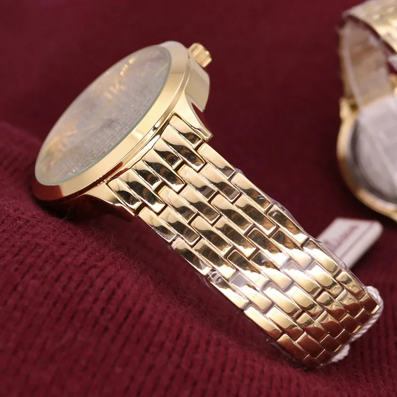 Luxury Melissa Auto Date Men's Watch Women's Watch Elegant Rhinestone Large Hours Crystal Clock Girl's Birthday Gift Box