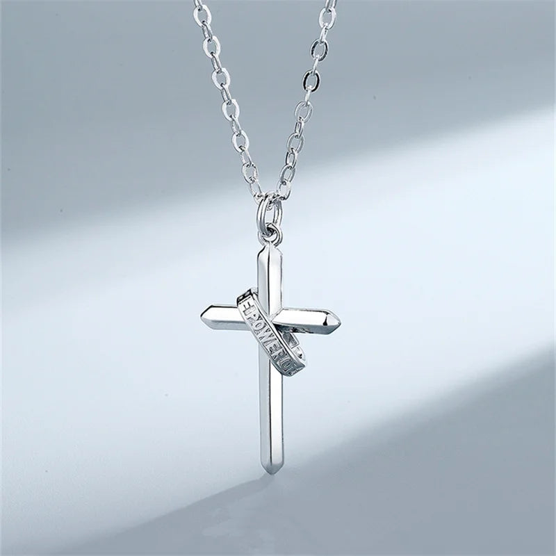 Trendy Cross Necklace Male Choker Accessories Top Quality 925 Sterling Silver Neck Chain Necklaces  For Men Jewelry Gift