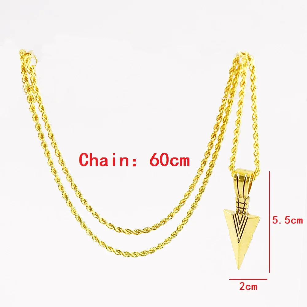 Men's Design Matte Black Long Necklace with Arrow Pendant Jewelry Chain Punk Rock Christmas Halloween Neck Chain For Men Women