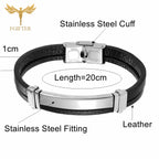 New Trendy Man Leather Bracelets Initial Bangles Male Accessories Jewelry Black Belt Bracelet pulseras hombre armband mannen