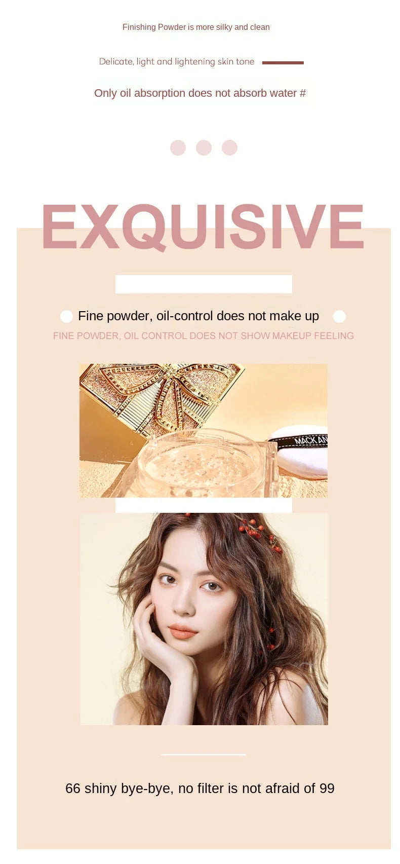 2 Colors Makeup Loose Powder Transparent Finishing Powder Waterproof Cosmetic Puff For Face Finish Setting With Puff