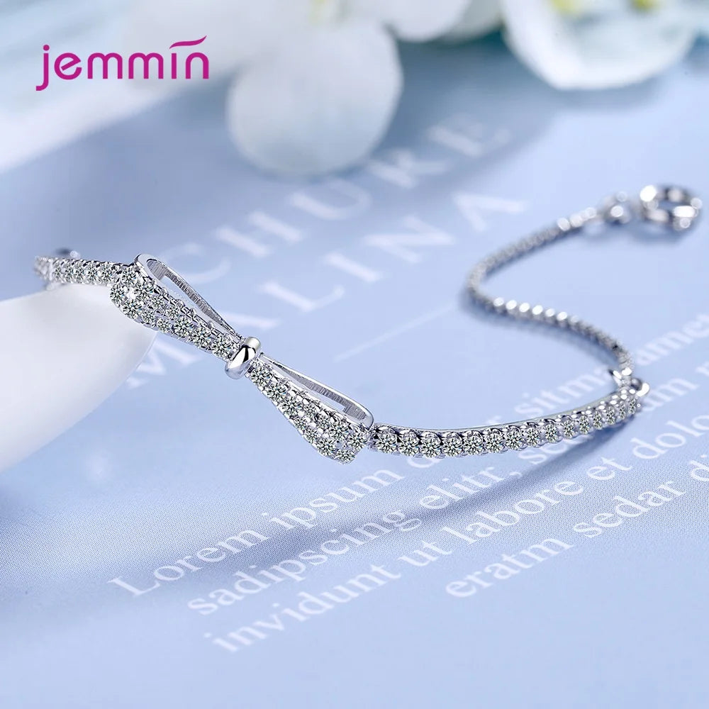 Luxury 925 Sterling Silver Crystal Bracelets For Women Girls Trend Fashion Jewelry Valentines Day Gift Wholesale