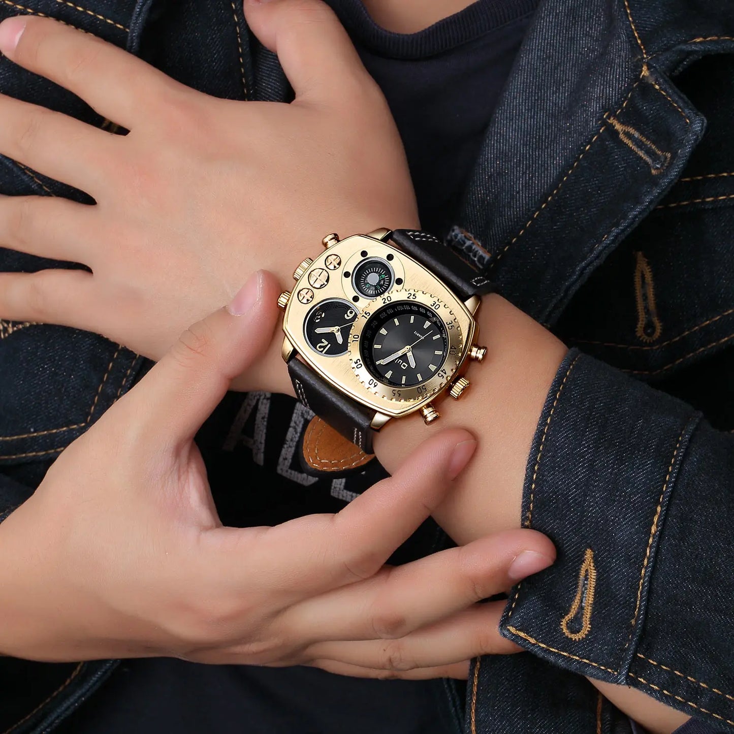 Luxury Sports Watches for Men Top Brand Casual Military Big Dial Cool Man Unique Wristwatch Male Decorative Compass Quartz Clock