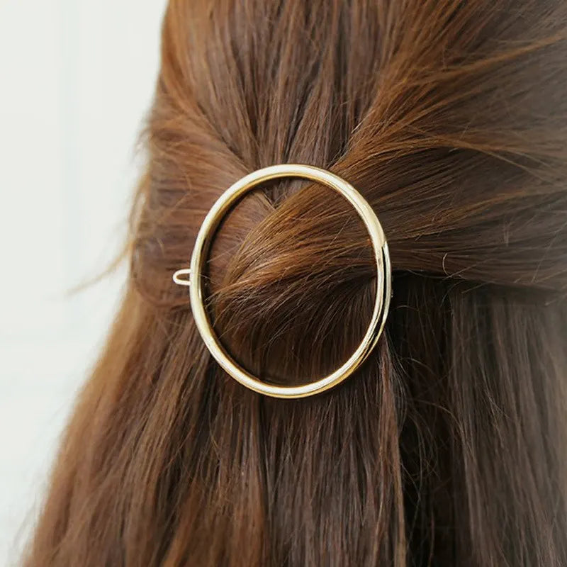 Fashion Woman Hair Accessories Triangle Hair Clip Pin Metal Geometric Alloy Hairband Moon Circle Hairgrip Barrette Girls Holder
