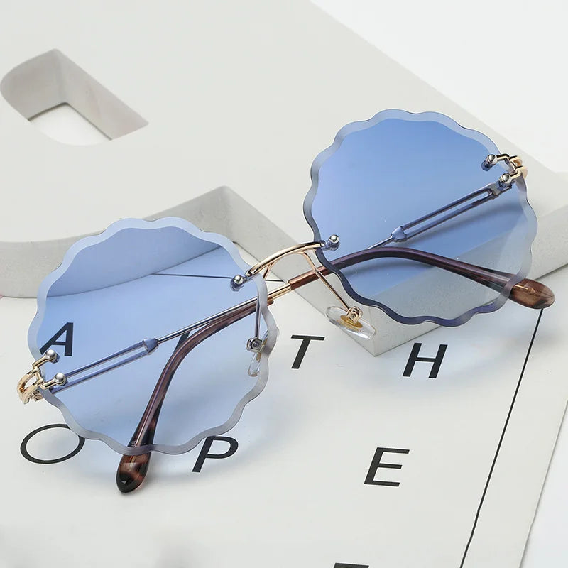 Luxury Round Sunglasses Women 2020 Vintage Brand Designer Rimless Shades Sun Glasses For Female Fashion Rosie Eyewear