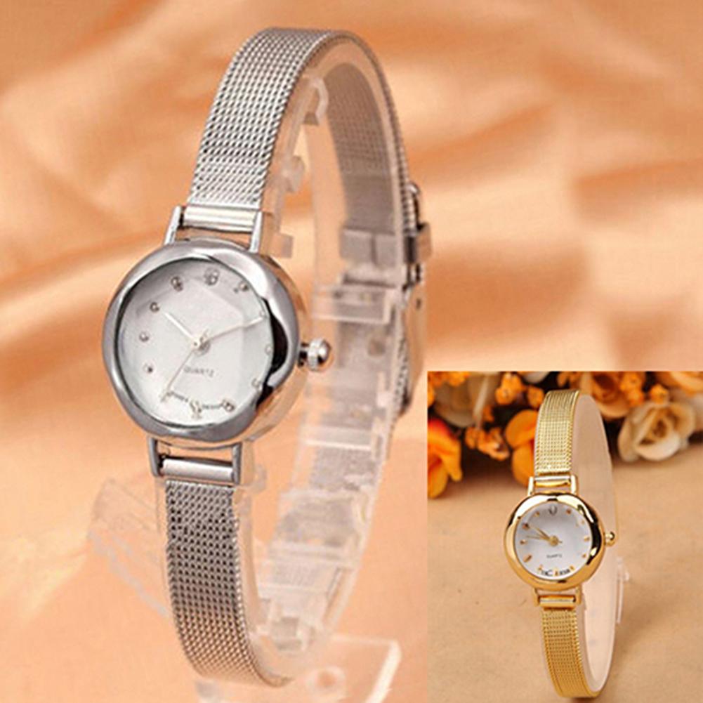 Luxury Golden Bracelet Watch Women Fashion Mesh Fine Alloy Band Rhinestone Dial Quartz Wrist Watch Casual Women Watches Clock