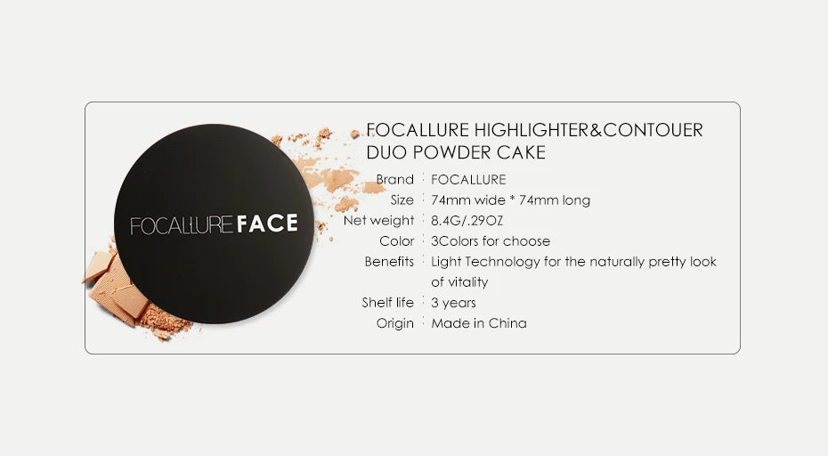 FOCALLURE Highlighter Contour Palette Matte Shimmer Face Shading Powder Natural Bronzer Illuminator Makeup Palette Cosmetics