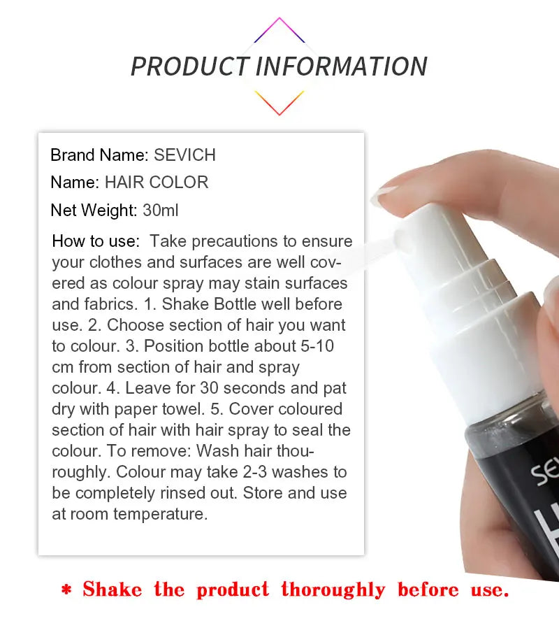 Hair Color Spray Hairs Dyed Hair Colour Styling Product Long Lasting Dye for Hair Beards Coloring Temporary Hair Colour Cream