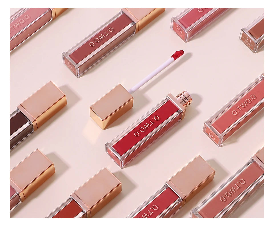 O.TWO.O 12 Color Liquid Lipstick Matte Finish Sexy Silky Lip Gloss Waterproof Kiss-proof Lasting Lip Glaze Lip Tint Cosmetics