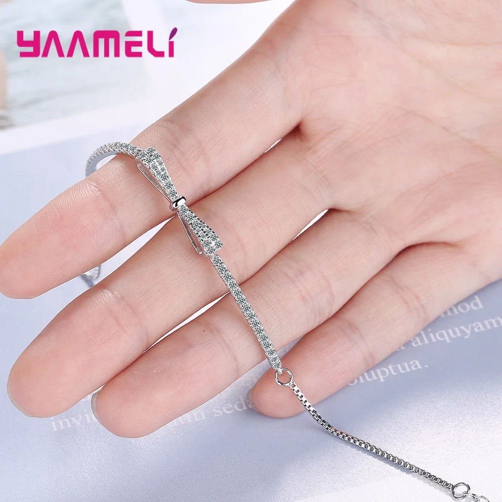 Luxury 925 Sterling Silver Crystal Bracelets For Women Girls Trend Fashion Jewelry Valentines Day Gift Wholesale