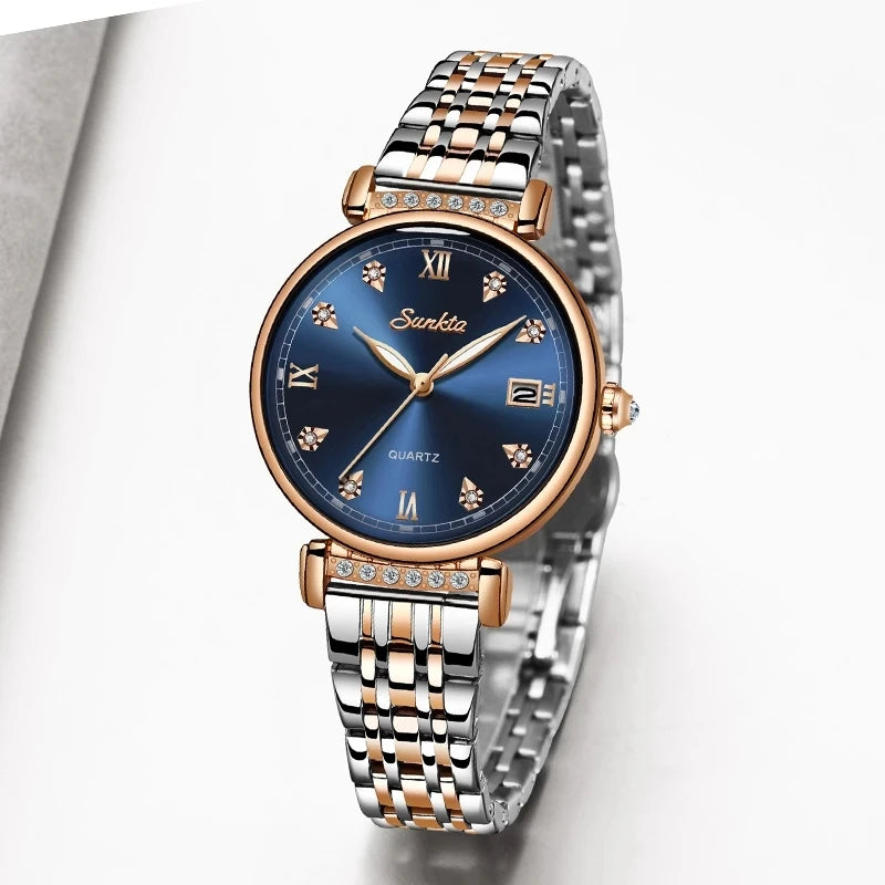 SUNKTA Brand New Women Watch Creative Design Steel Women's Wrist Watches Female Clock Relogio Feminino
