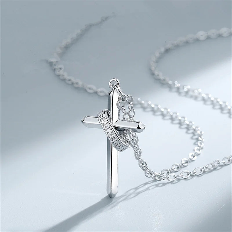 Trendy Cross Necklace Male Choker Accessories Top Quality 925 Sterling Silver Neck Chain Necklaces  For Men Jewelry Gift
