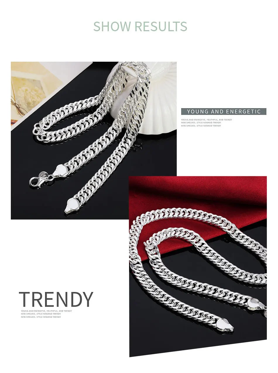 Aravant 925 Silver 10MM Necklaces Chain For Men Women Fashion Jewelry