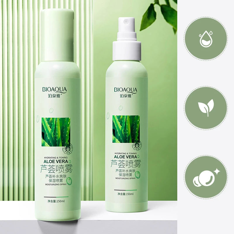 Aloe Vera Face Moisturizing Spray Improve Dryness Makeup Base Liquid Sooth Skin Refreshing Non Greasy Facial Toner Care Water