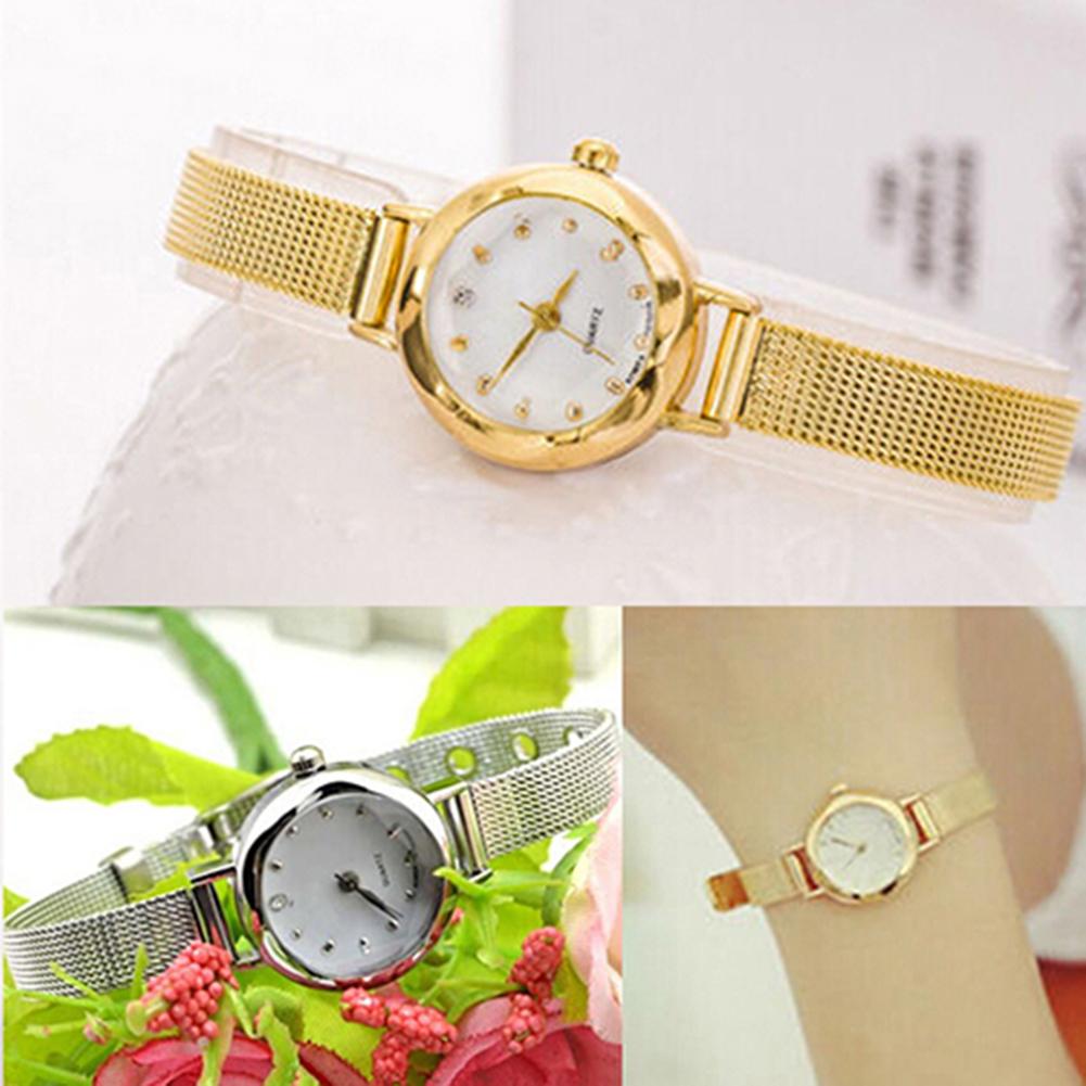 Luxury Golden Bracelet Watch Women Fashion Mesh Fine Alloy Band Rhinestone Dial Quartz Wrist Watch Casual Women Watches Clock