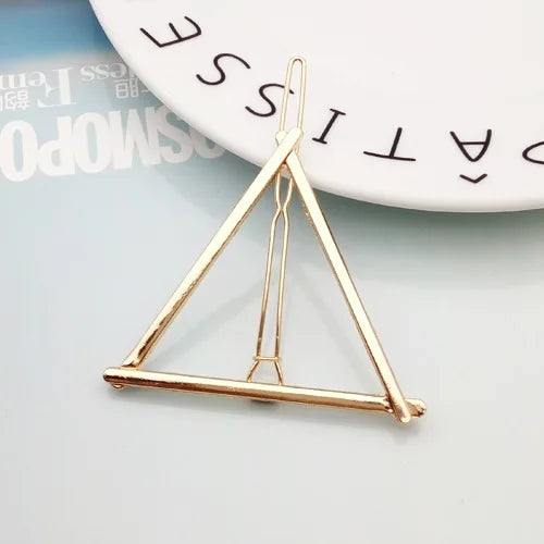 Fashion Woman Hair Accessories Triangle Hair Clip Pin Metal Geometric Alloy Hairband Moon Circle Hairgrip Barrette Girls Holder