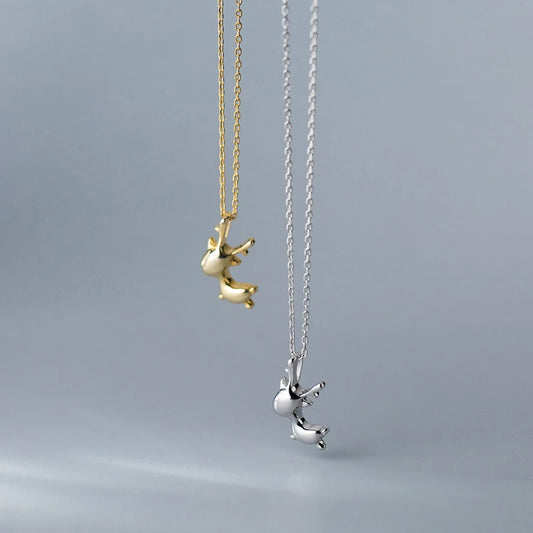 Christmas Gifts Jewelry!!! 925 Sterling Silver Glossy Cute Deer Pendant Necklace Factory Wholesale Women Girls