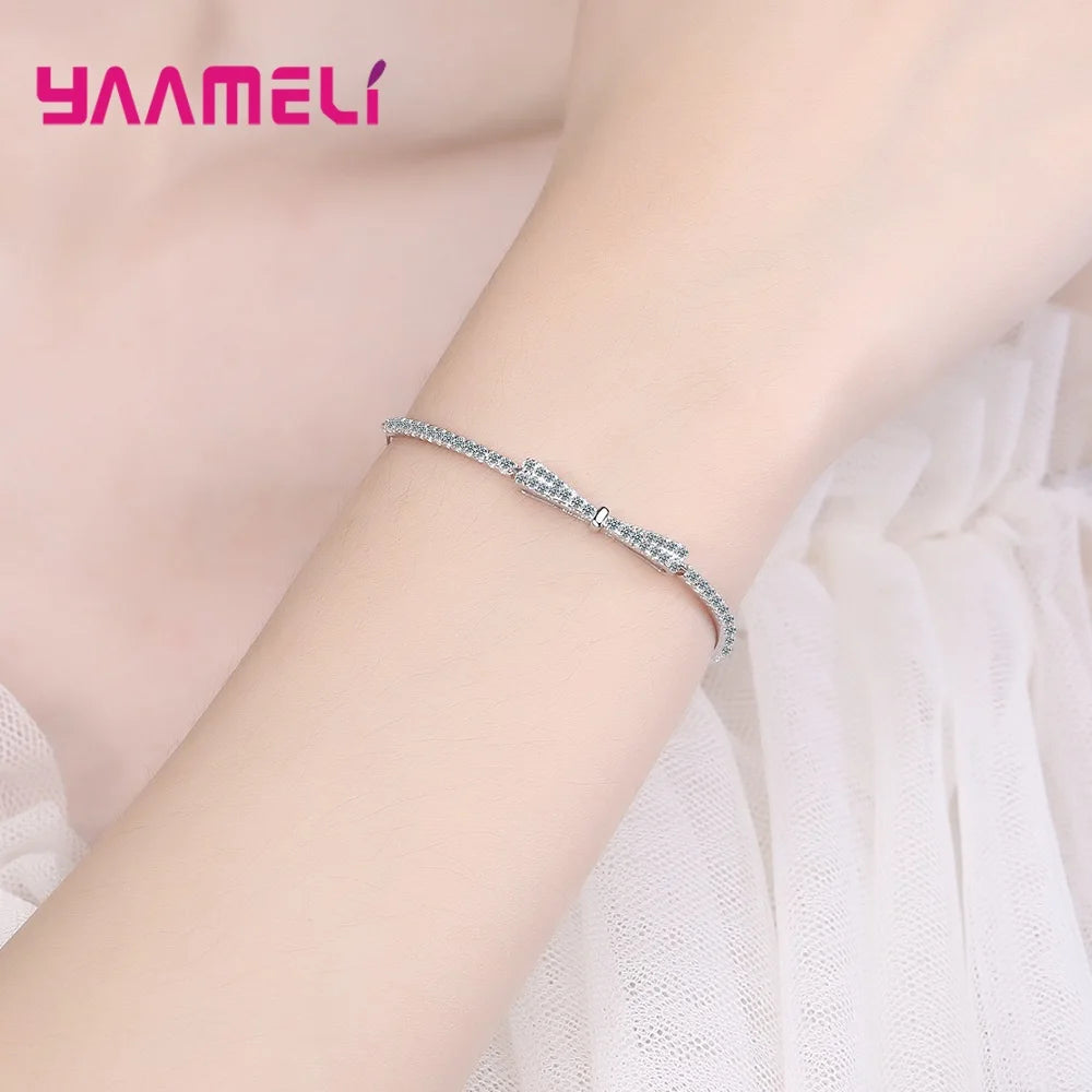 Luxury 925 Sterling Silver Crystal Bracelets For Women Girls Trend Fashion Jewelry Valentines Day Gift Wholesale