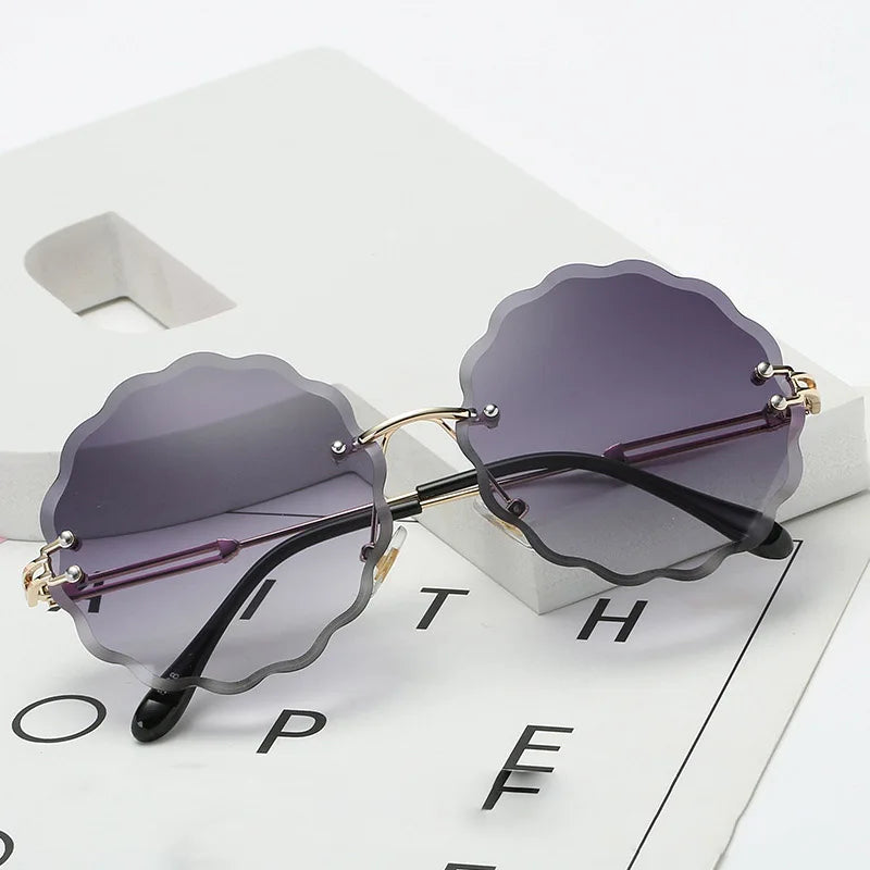 Luxury Round Sunglasses Women 2020 Vintage Brand Designer Rimless Shades Sun Glasses For Female Fashion Rosie Eyewear